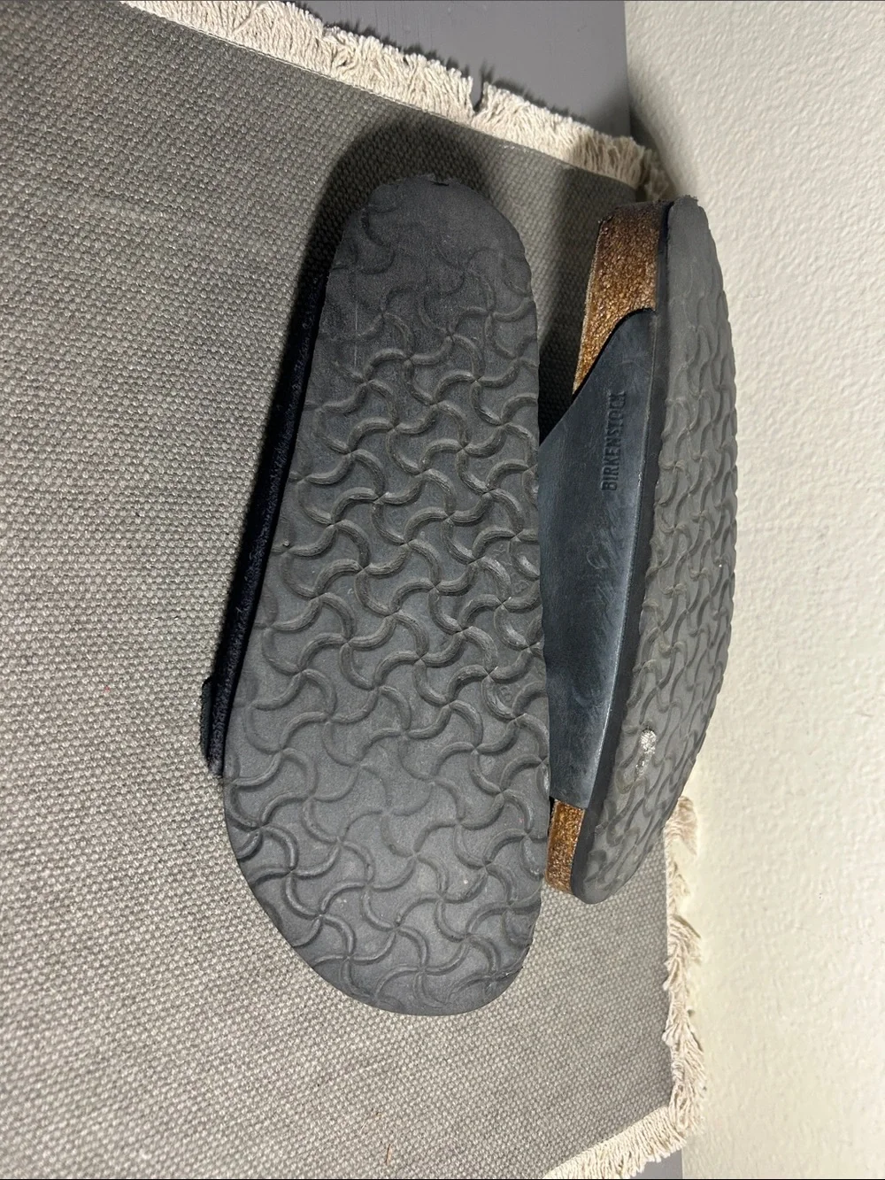 Birkenstock Arizona Two-Strap Black Suede and Leather Sandals